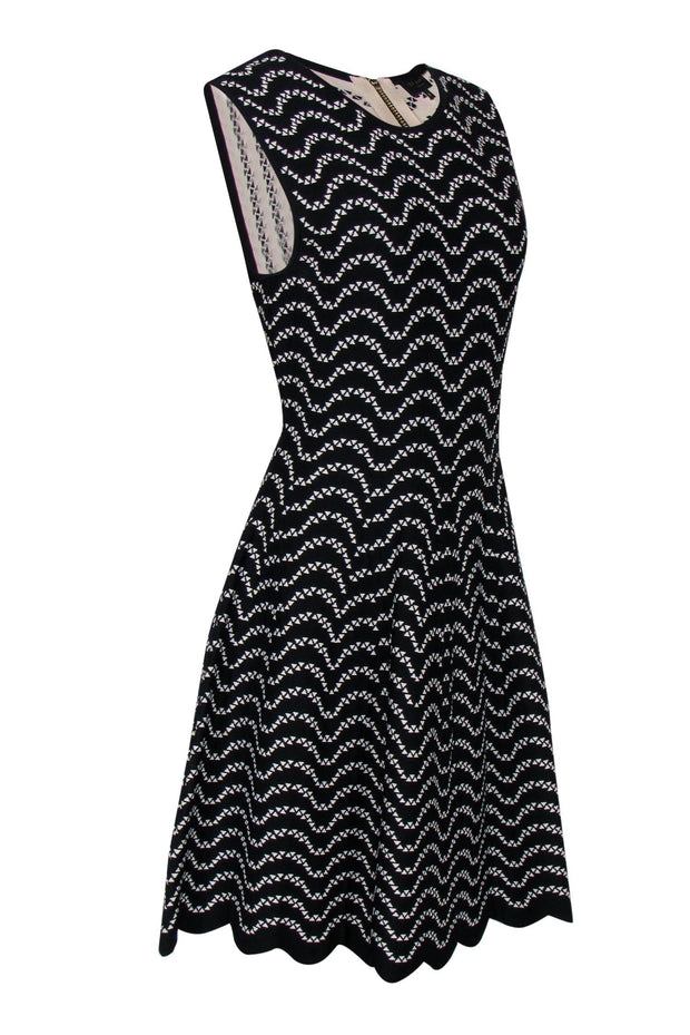 Current Boutique-Ted Baker - Black & White Patterned Knit Bodycon Dress Sz 10