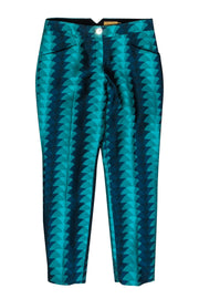 Current Boutique-Ted Baker - Blue Art Deco Patterned Tapered Leg Pants Sz 4