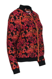 Current Boutique-Ted Baker - Bright Red & Orange Paisley Jacquard Bomber Jacket Sz 4