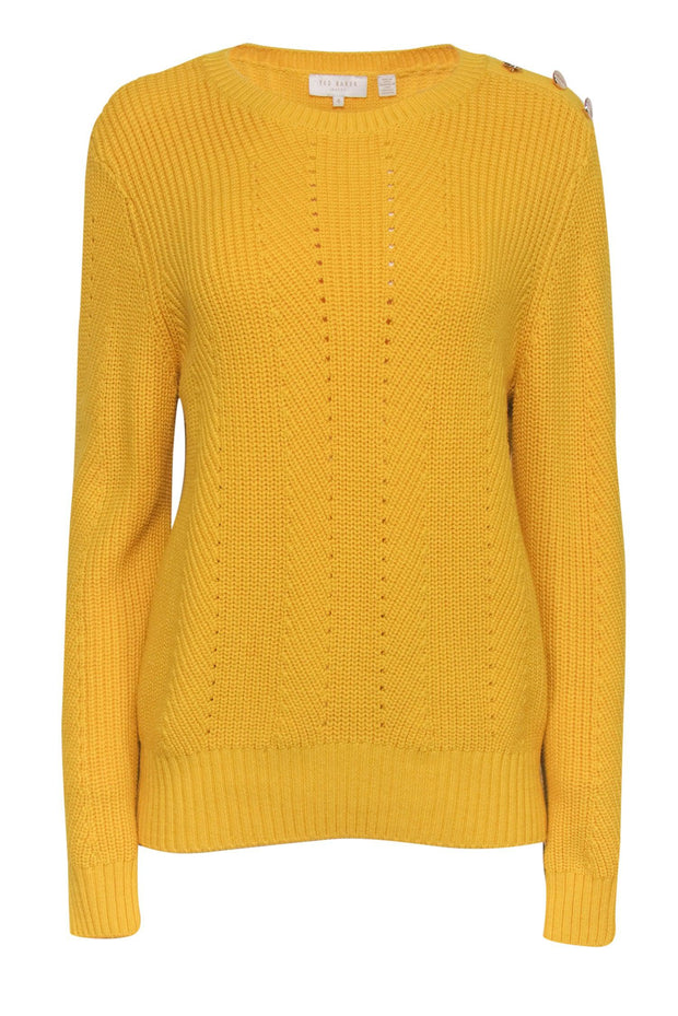 Current Boutique-Ted Baker - Bright Yellow Cotton Blend Sweater Sz 10