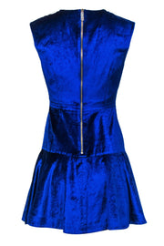 Current Boutique-Ted Baker - Cobalt Blue Velvet Fit & Flare Dress w/ Bow Waistband Sz 4