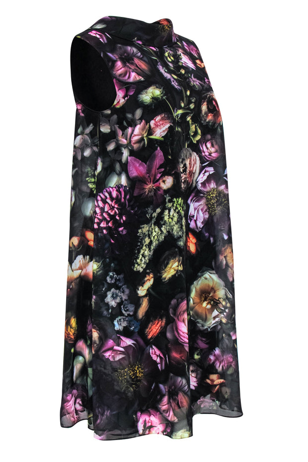 Current Boutique-Ted Baker - Dark Floral Mock Neck Shift Dress Sz 6