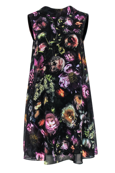 Current Boutique-Ted Baker - Dark Floral Mock Neck Shift Dress Sz 6