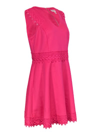 Current Boutique-Ted Baker - Fuchsia Fit & Flare Neoprene Dress w/ Lace Details Sz 10