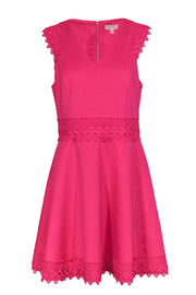 Current Boutique-Ted Baker - Fuchsia Fit & Flare Neoprene Dress w/ Lace Details Sz 10