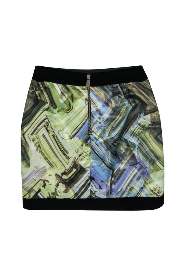 Current Boutique-Ted Baker - Green & Purple Abstract Printed Miniskirt Sz 8