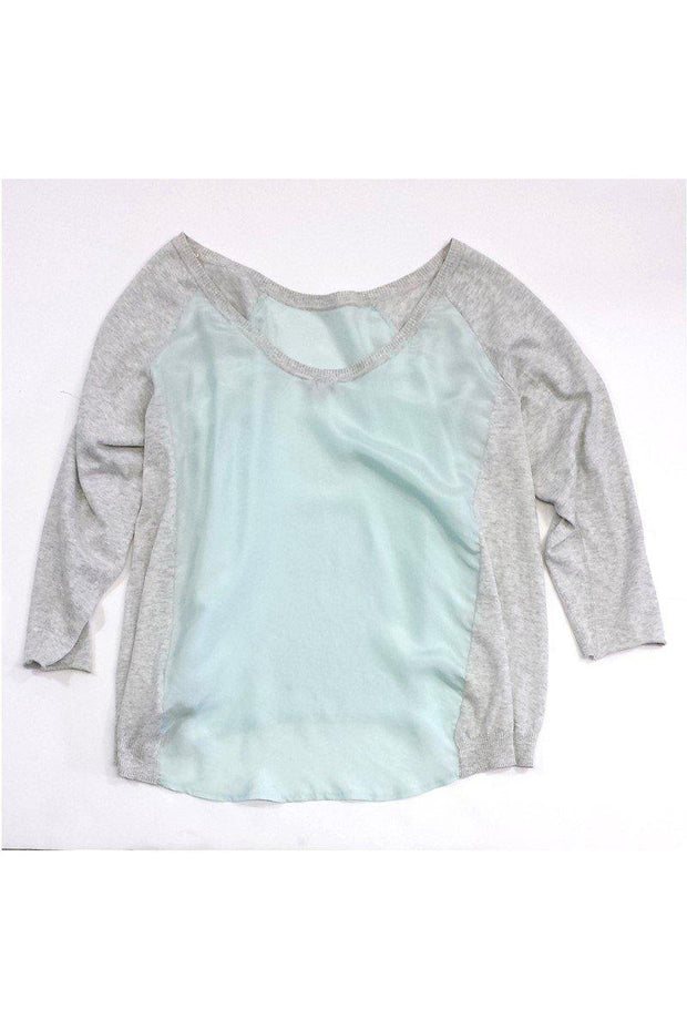 Current Boutique-Ted Baker - Light Blue & Grey Silk Long Sleeve Top Sz 6