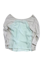 Current Boutique-Ted Baker - Light Blue & Grey Silk Long Sleeve Top Sz 6