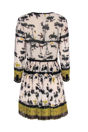 Current Boutique-Ted Baker - Light Pink, Black & Chartreuse Equestrian Print Fit & Flare Dress Sz 10