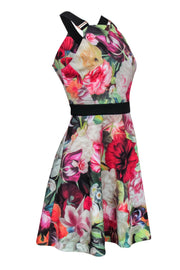 Current Boutique-Ted Baker - Marbled Floral Print A-Line Dress w/ Buckles Sz 10