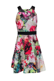 Current Boutique-Ted Baker - Marbled Floral Print A-Line Dress w/ Buckles Sz 10