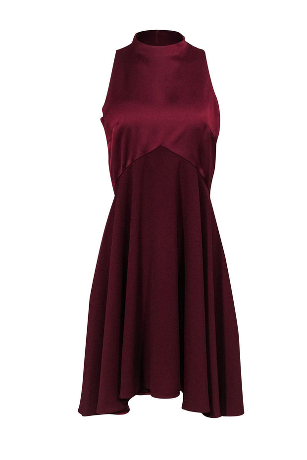 Current Boutique-Ted Baker - Maroon Sleeveless Mock Turtleneck High-Low Midi Dress Sz 2