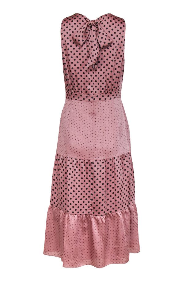 Current Boutique-Ted Baker - Mauve Polka Dot Satin Tiered Maxi Dress Sz 6