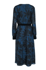 Current Boutique-Ted Baker - Navy & Black Floral Print Maxi Dress w/ Leopard Jungle Graphic Sz 12