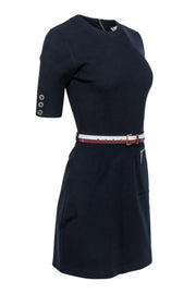 Current Boutique-Ted Baker - Navy Fit & Flare Dress w/ Ribbing & Belt Sz 2