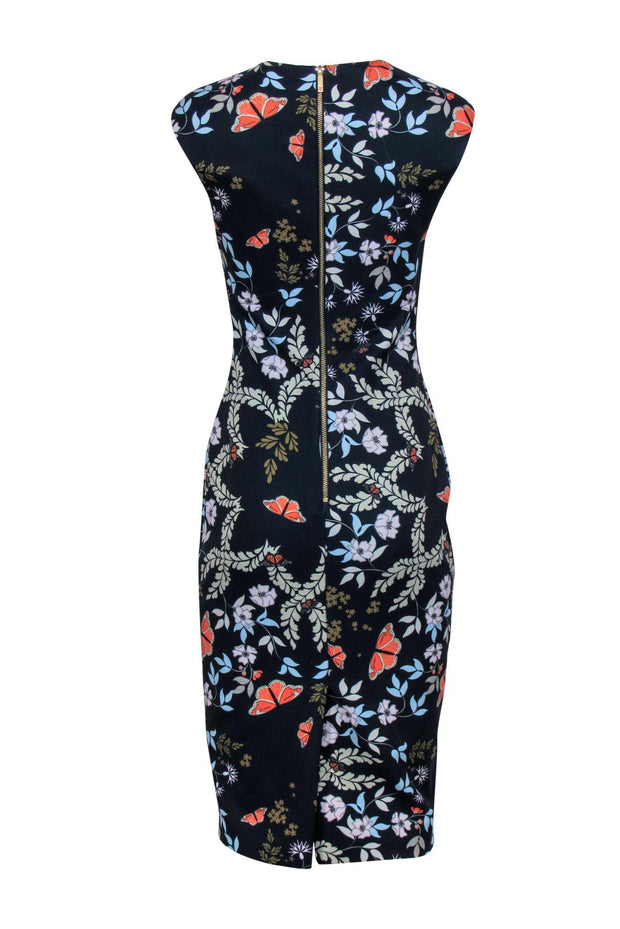 Current Boutique-Ted Baker - Navy Floral Printed Sheath Dress Sz 4