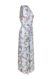 Current Boutique-Ted Baker - Pastel Blue & Cherry Blossom Print Sleeveless Maxi Dress Sz 8