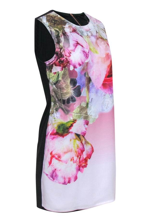 Current Boutique-Ted Baker - Pink Peonies Printed Front-Paneled Shift Dress Sz 8