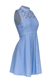 Current Boutique-Ted Baker - Sky Blue A-Line Pleated Mini Dress w/ Eyelet Lace Sz 4