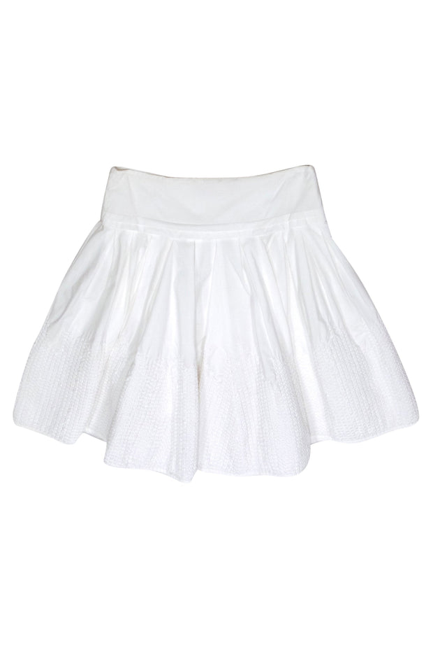 Current Boutique-Ted Baker - White Cotton Stitched Pleated Circle Skirt Sz 8