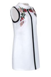 Current Boutique-Ted Baker - White Floral Embroidered Sleeveless “Aimmiid Kirtsenbosch” Shift Dress w/ Black Trim Sz 8