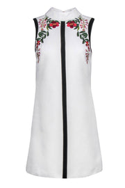 Current Boutique-Ted Baker - White Floral Embroidered Sleeveless Shift Dress w/ Black Trim Sz 2