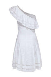 Current Boutique-Ted Baker - White One Shoulder Fit & Flare Knit Dress w/ Shoulder Ruffle Sz 8