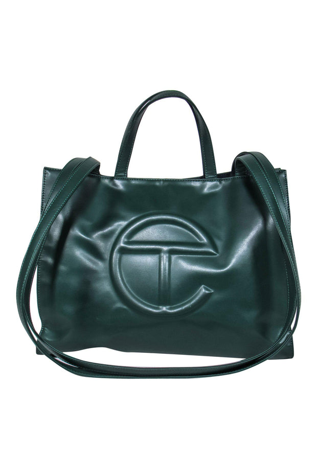 Current Boutique-Telfar - Emerald Green Medium "Shopping Bag" Embossed Logo Tote