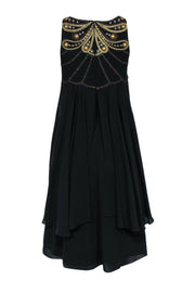 Current Boutique-Temperley - Black Silk Beaded Shift Dress w/ Rhinestones Sz 6