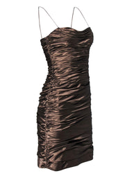 Current Boutique-Teri Jon - Metallic Mauve Ruched Mini Bodycon Dress Sz 4