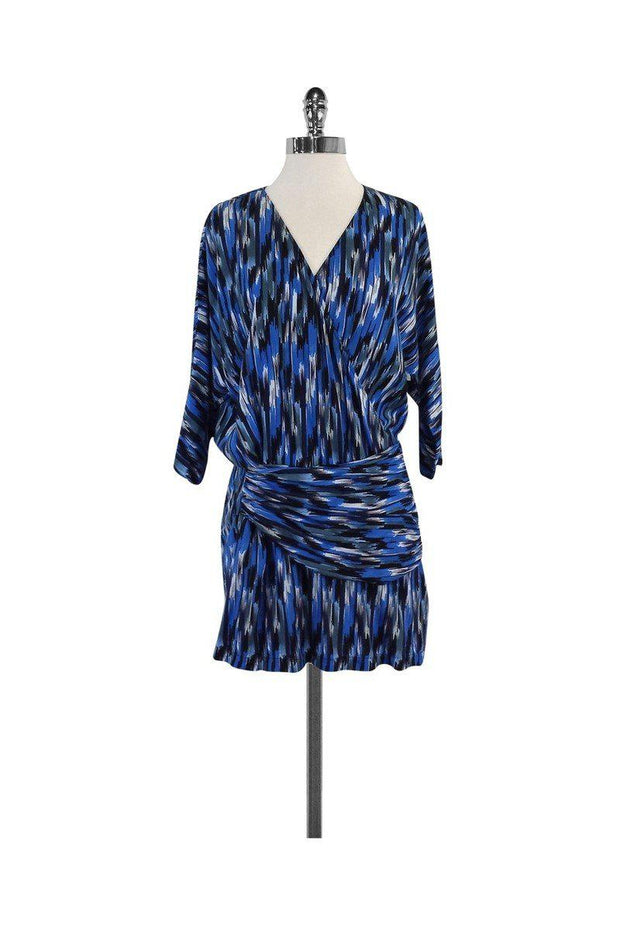 Current Boutique-Thakoon Addition - Blue & Black Print Faux Wrap Dress Sz 4