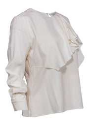 Current Boutique-The Fold - Cream Silk Ruffle Blouse Sz 12