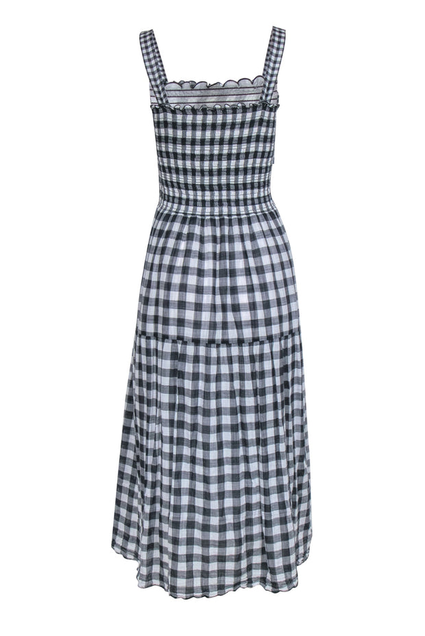 Current Boutique-The Great - Navy & White Gingham Print Sleeveless Smocked Maxi Dress Sz L