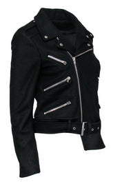 Current Boutique-The Kooples - Black Zip-Up Moto Jacket Sz M