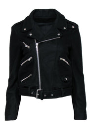 Current Boutique-The Kooples - Black Zip-Up Moto Jacket Sz M