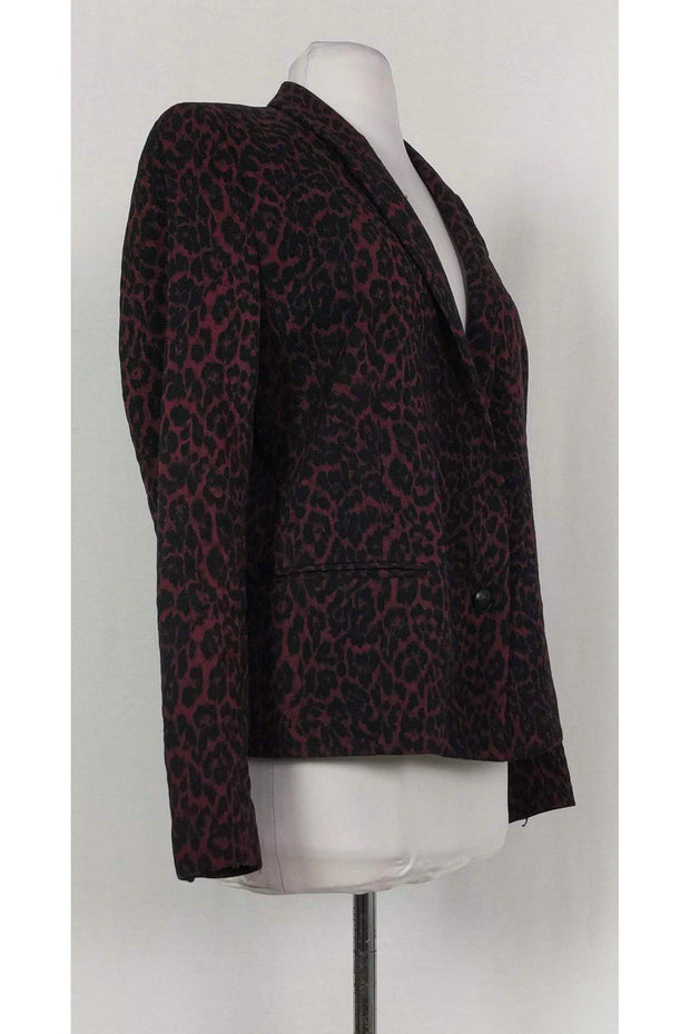 Current Boutique-The Kooples - Burgundy & Black Animal Print Blazer Sz XL