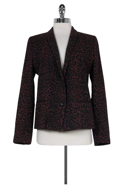 Current Boutique-The Kooples - Burgundy & Black Animal Print Blazer Sz XL