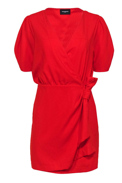 Current Boutique-The Kooples - Red Puff Sleeve Wrap Dress Sz 10