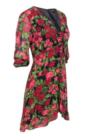 Current Boutique-The Kooples - Rose Printed Button Front Silk Dress Sz L