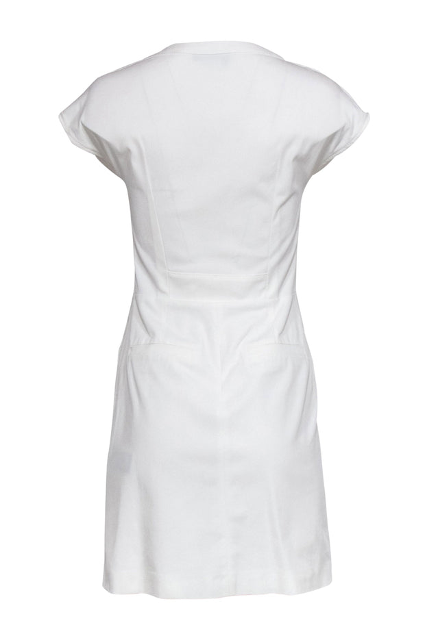 Current Boutique-The Kooples - White Textured Lace-Up Bodycon Dress Sz 2