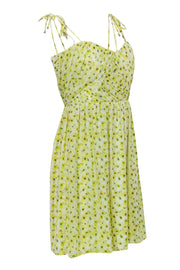 Current Boutique-The Kooples - Yellow Floral Print Mini Metallic Dress Sz S