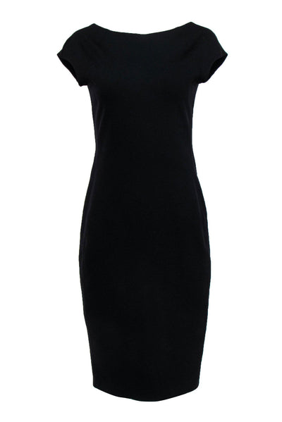 Current Boutique-The Row - Black Backless Lightweight Sheath Dress w/ Cap Sleeves Sz L