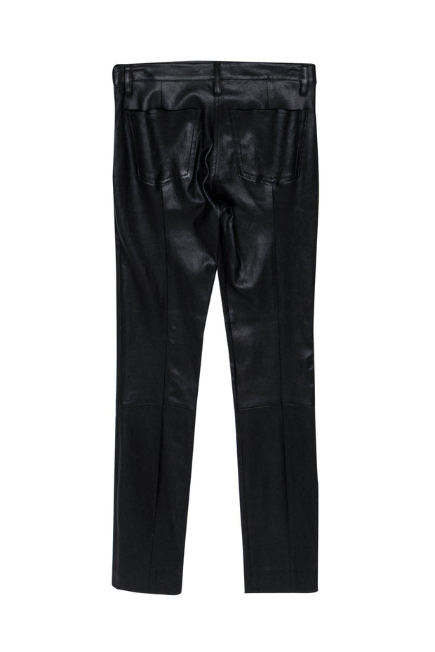 Current Boutique-The Row - Black Shiny Leather Skinny Pants Sz 0