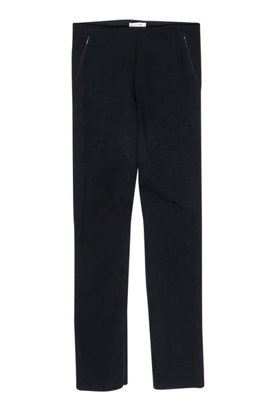 Current Boutique-The Row - Black Stretchy Tapered Trousers w/ Zipper Detail Sz L