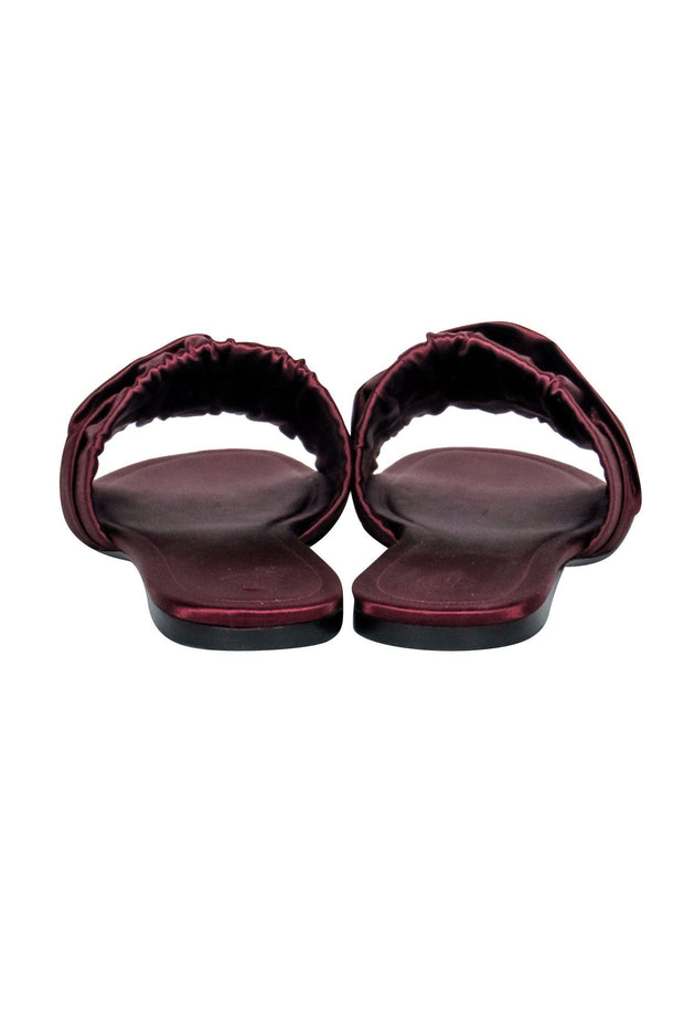 Current Boutique-The Row - Oxblood Satin "Ellen" Slide Sandals Sz 7