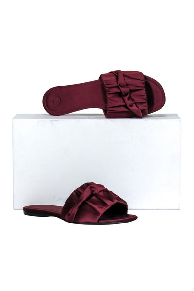 Current Boutique-The Row - Oxblood Satin "Ellen" Slide Sandals Sz 7