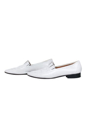 Current Boutique-The Row - White Leather Pleated Loafers Sz 8.5