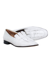 Current Boutique-The Row - White Leather Pleated Loafers Sz 8.5