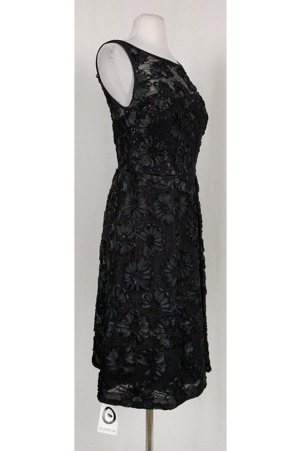 Current Boutique-Theia - Black Embroidered Sequin Dress Sz 10