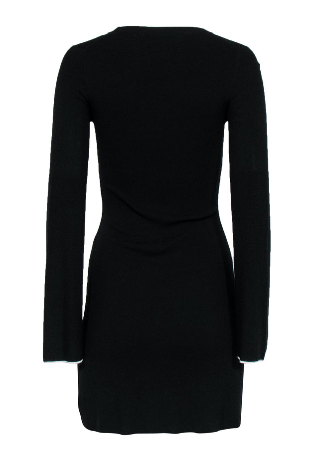 Current Boutique-Theory - Black Bell Sleeve Knit Sweater Dress w/ White Trim Sz P